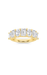 Load image into Gallery viewer, 3CTW Emerald Shaped Lab Grown Diamond (F/VS) Seven Stone Band Ring in 14K Gold
