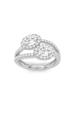 Load image into Gallery viewer, 1CTW Oval Shaped Lab Grown Diamond (F/VS) Accented Toi et Moi Fashiion Ring in 14K Gold
