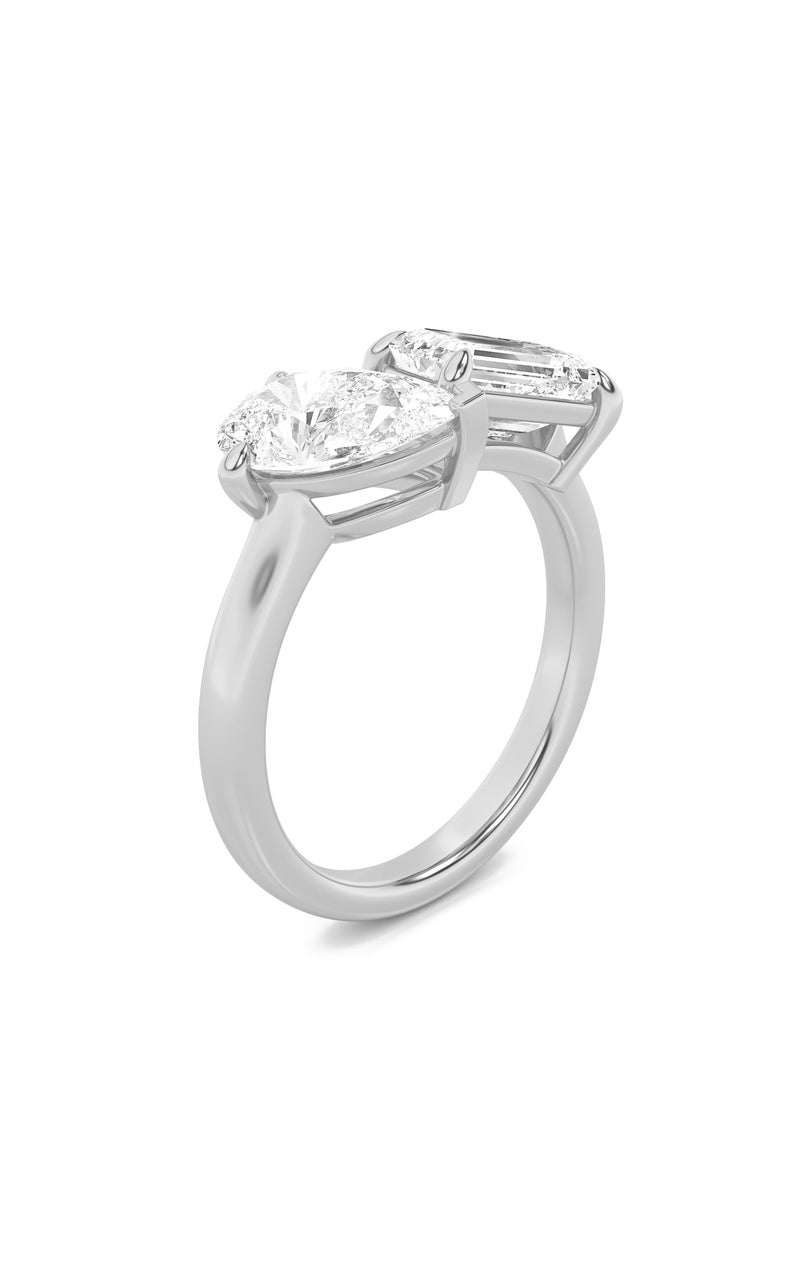 3CTW Emerald Shaped Lab Grown Diamond (F/VS) Toi et Moi Fashiion Ring in 14K Gold