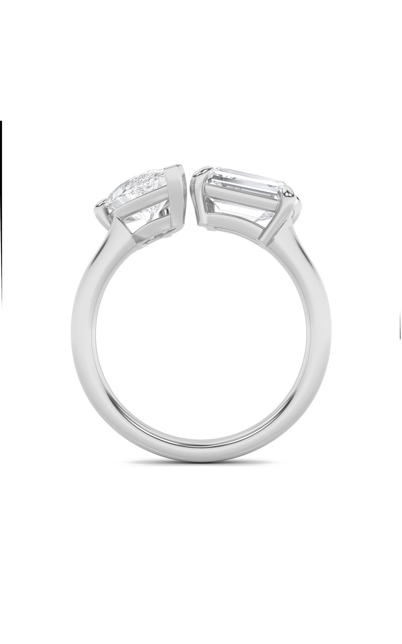 3CTW Emerald Shaped Lab Grown Diamond (F/VS) Toi et Moi Fashiion Ring in 14K Gold