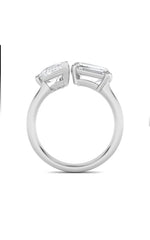 Load image into Gallery viewer, 3CTW Emerald Shaped Lab Grown Diamond (F/VS) Toi et Moi Fashiion Ring in 14K Gold
