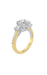 Load image into Gallery viewer, 3CTW Round Shaped Lab Grown Diamond (F/VS) Accented Three Stone Ring in 14K Gold
