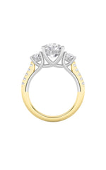Load image into Gallery viewer, 3CTW Round Shaped Lab Grown Diamond (F/VS) Accented Three Stone Ring in 14K Gold
