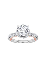 Load image into Gallery viewer, 2CTW Round Shaped Lab Grown Diamond (F/VS) Two Tone Accented Fancy Engagement Ring in 14K Gold
