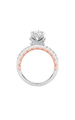 Load image into Gallery viewer, 2CTW Round Shaped Lab Grown Diamond (F/VS) Two Tone Accented Fancy Engagement Ring in 14K Gold
