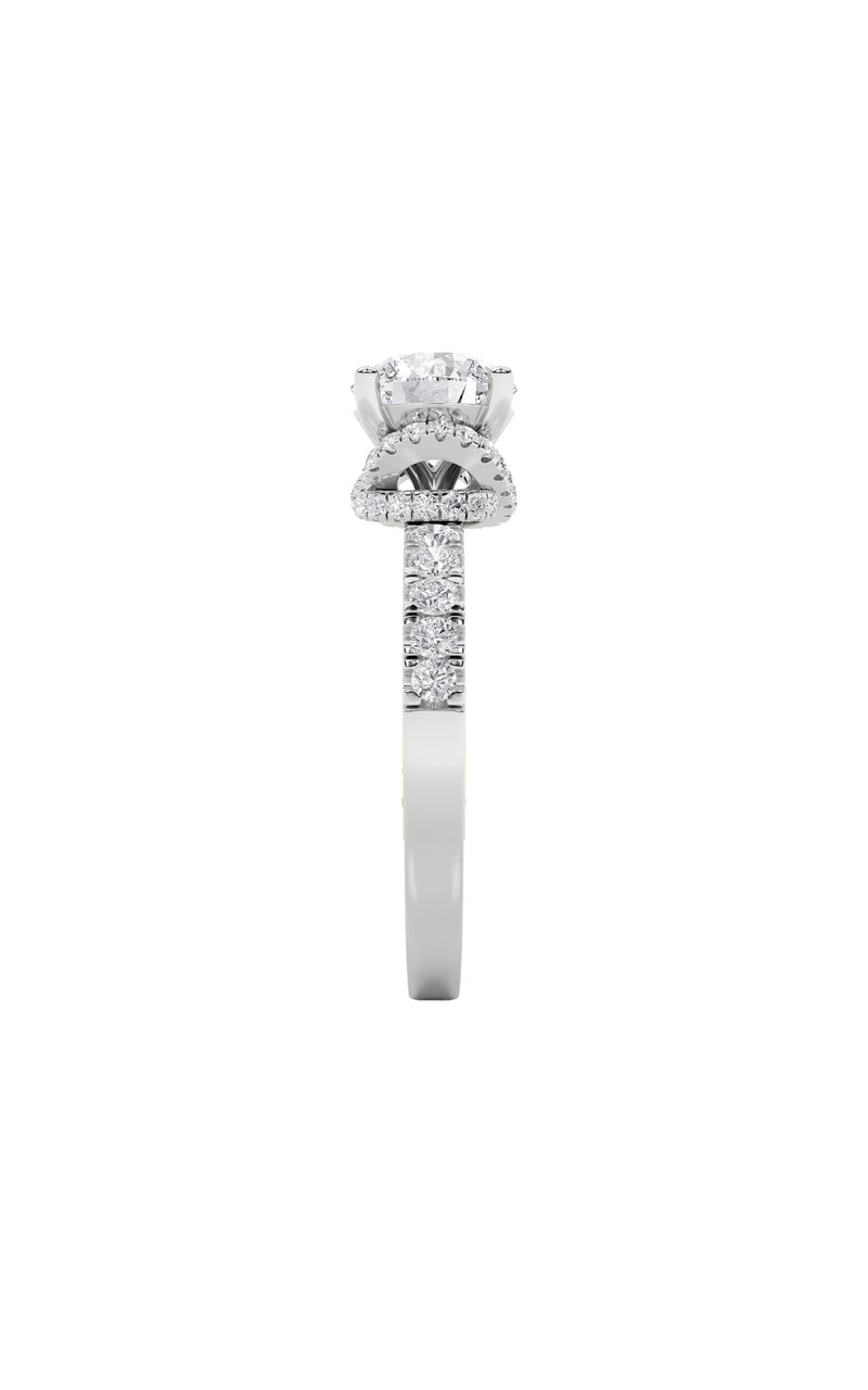 2CTW Round Shaped Lab Grown Diamond (F/VS) Two Tone Accented Fancy Engagement Ring in 14K Gold