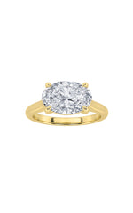 Load image into Gallery viewer, 2CTW Oval Shaped Lab Grown Diamond (F/VS) East West Accented Ring in 14K Gold
