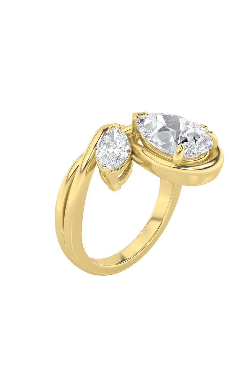 3CTW Pear Shaped Lab Grown Diamond (F/VS) Knot Ring in 14K Gold