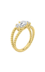 Load image into Gallery viewer, 2CTW Pear Shaped Lab Grown Diamond (F/VS) Toi et Moi Fashiion Ring in 14K Gold
