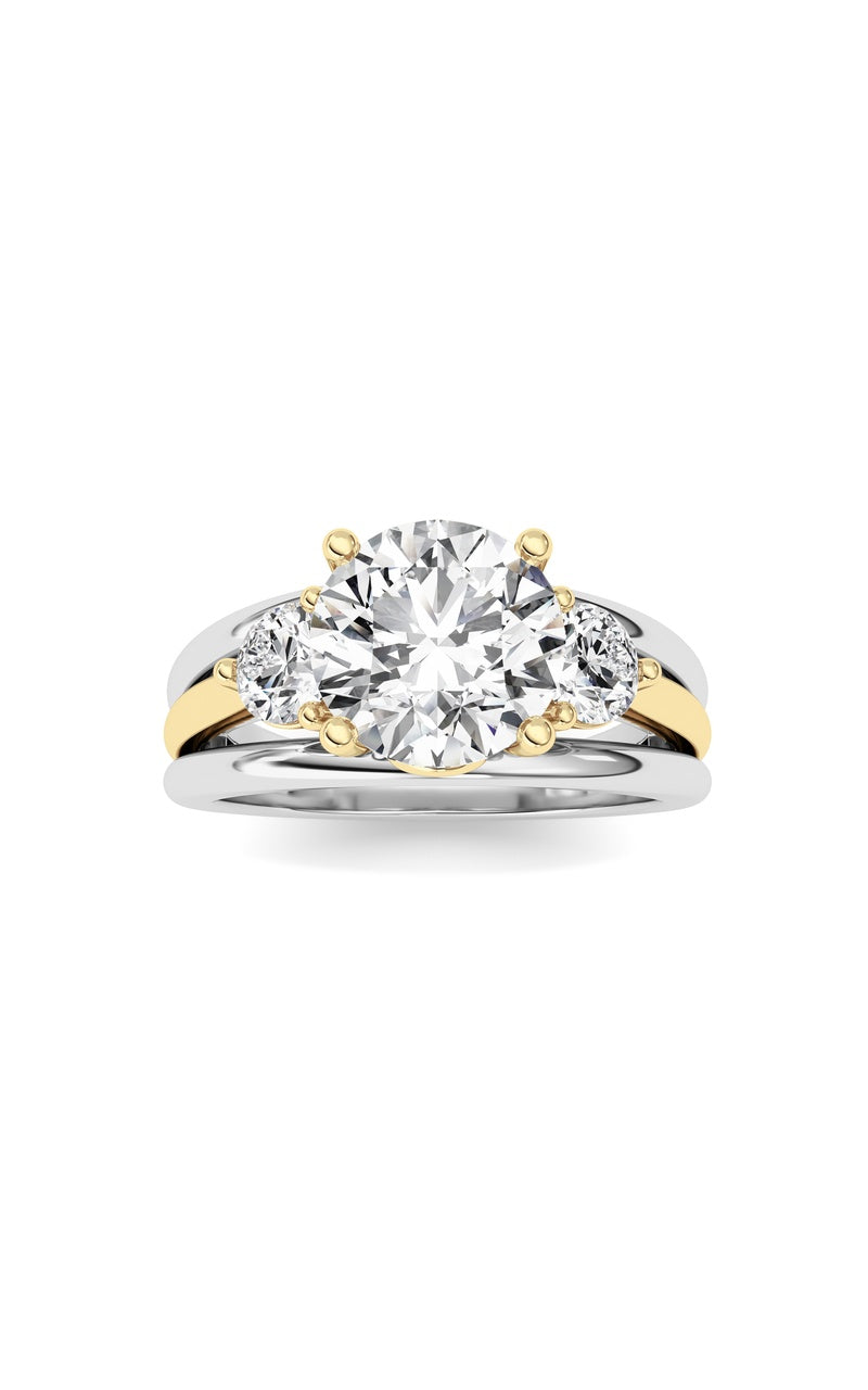 3CTW Oval Shaped Lab Grown Diamond (F/VS) Two Tone Solitaire Engagement Ring in 14K Gold