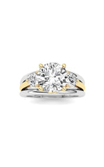 Load image into Gallery viewer, 3CTW Oval Shaped Lab Grown Diamond (F/VS) Two Tone Solitaire Engagement Ring in 14K Gold
