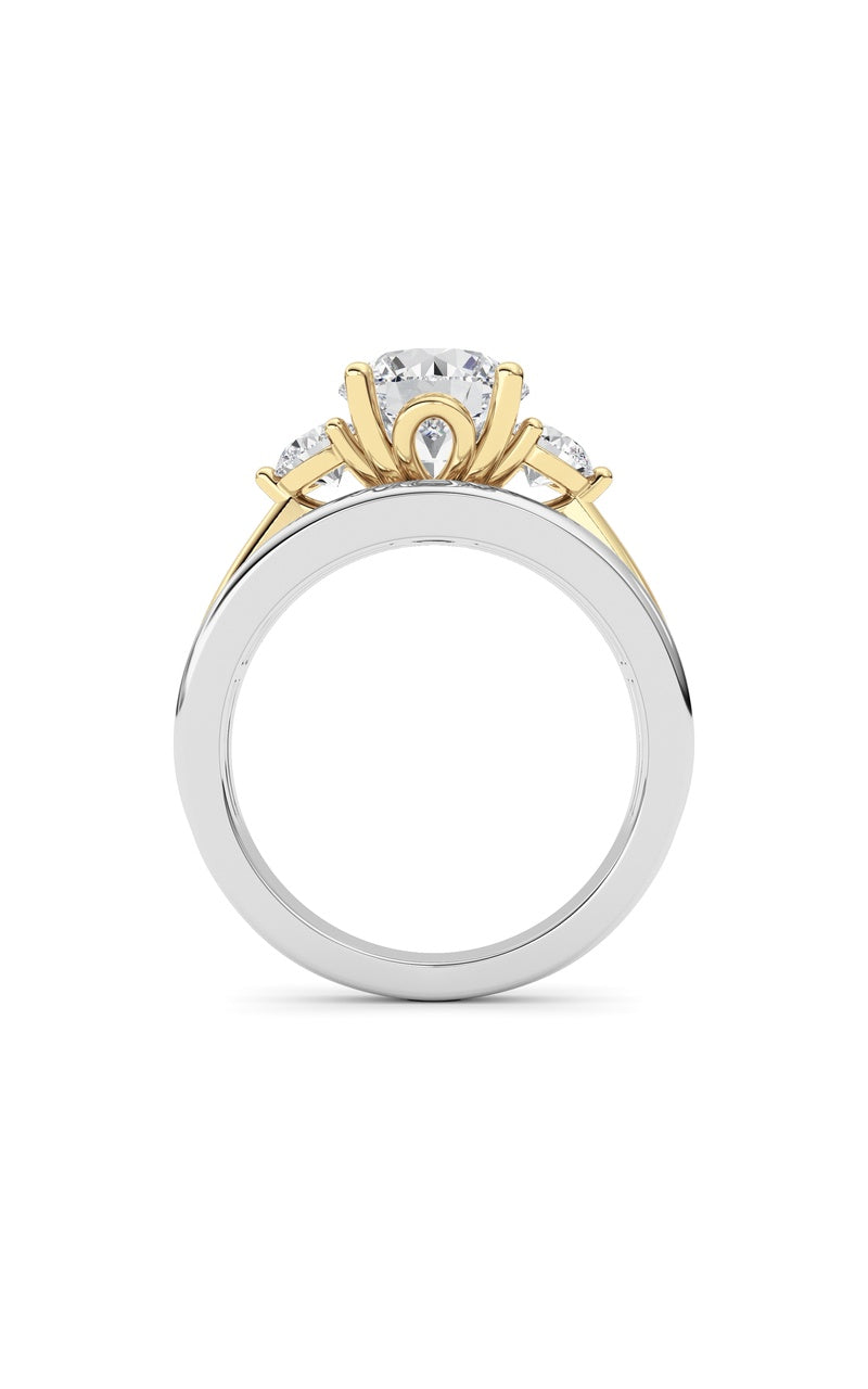 3CTW Oval Shaped Lab Grown Diamond (F/VS) Two Tone Solitaire Engagement Ring in 14K Gold