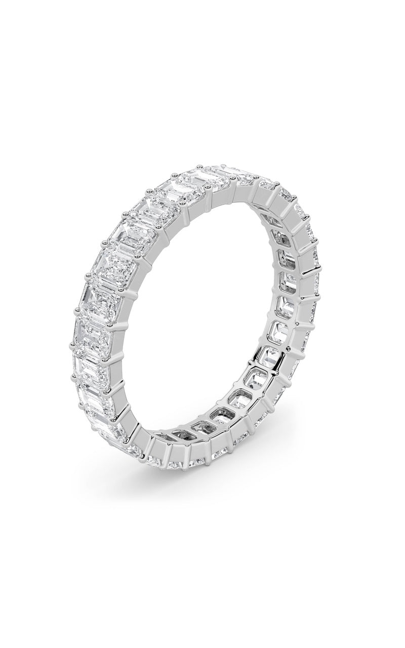 3.35CTW Emerald Shaped Lab Grown Diamond Split Prong Eternity Ring in 14K Gold (F/VS)