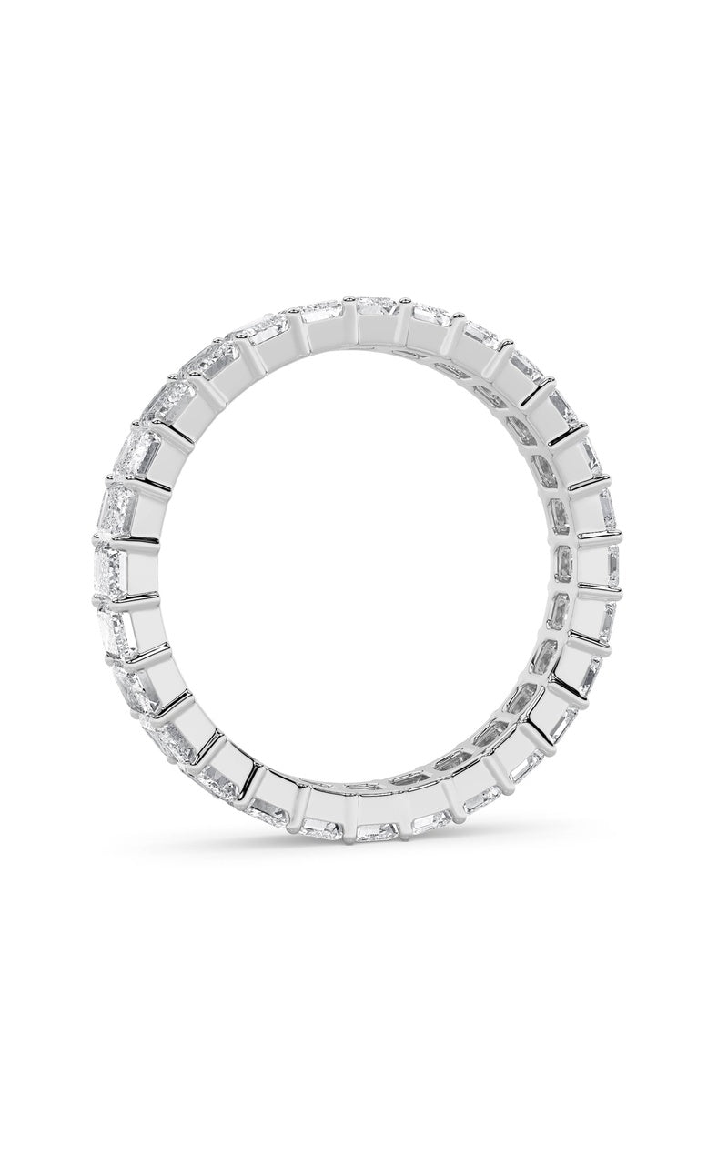 3.35CTW Emerald Shaped Lab Grown Diamond Split Prong Eternity Ring in 14K Gold (F/VS)