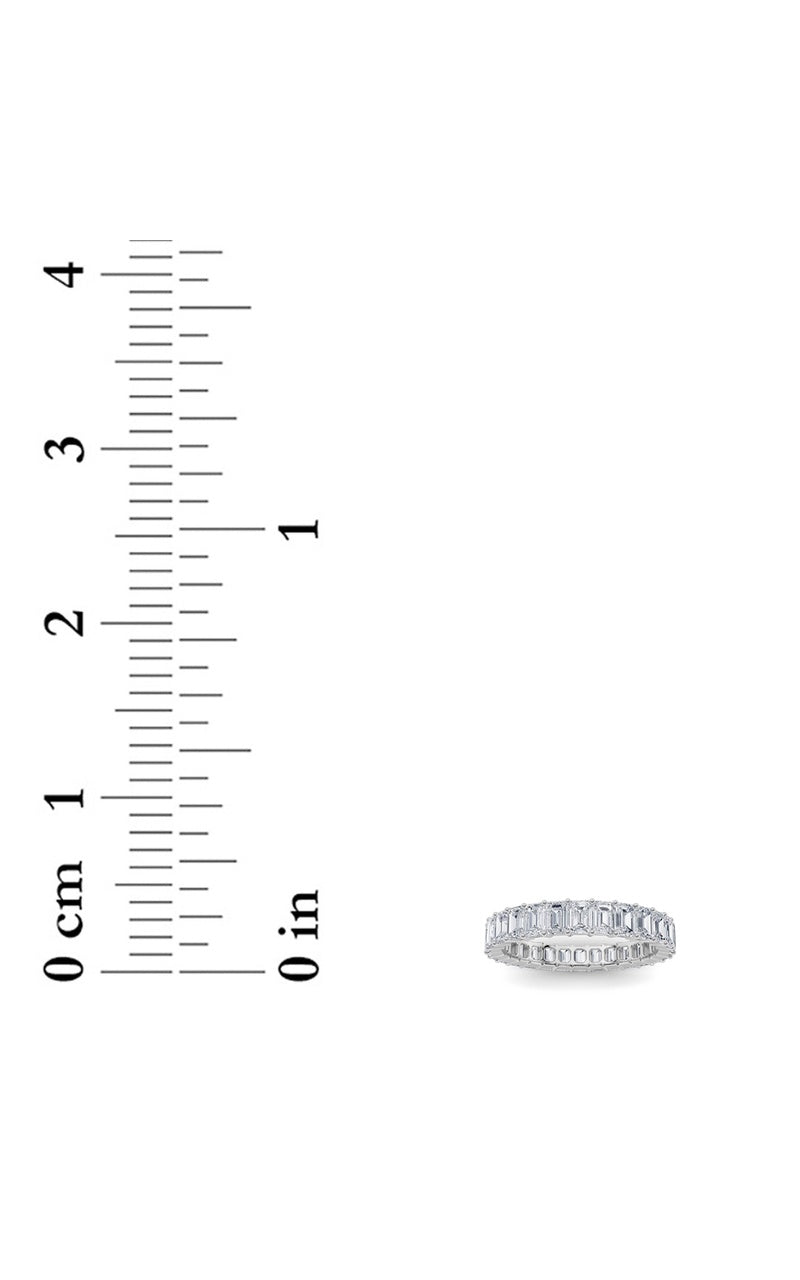 3.35CTW Emerald Shaped Lab Grown Diamond Split Prong Eternity Ring in 14K Gold (F/VS)