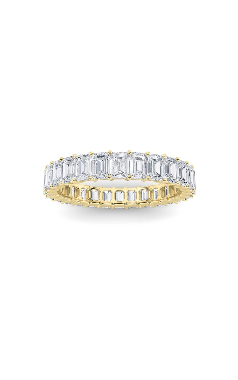 3.35CTW Emerald Shaped Lab Grown Diamond Split Prong Eternity Ring in 14K Gold (F/VS)