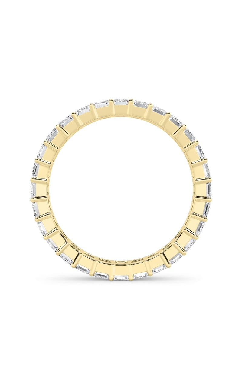 3.35CTW Emerald Shaped Lab Grown Diamond Split Prong Eternity Ring in 14K Gold (F/VS)