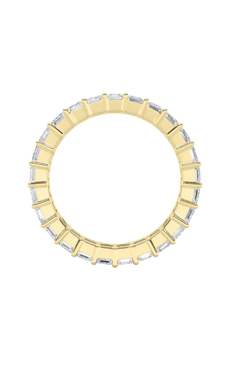 3.6CTW Emerald Shaped Lab Grown Diamond Split Prong Eternity Ring in 14K Gold (F/VS)