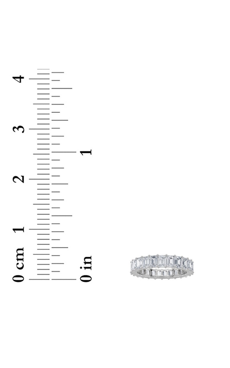 5CTW Emerald Shaped Lab Grown Diamond Split Prong Eternity Ring in 14K Gold (F/VS)