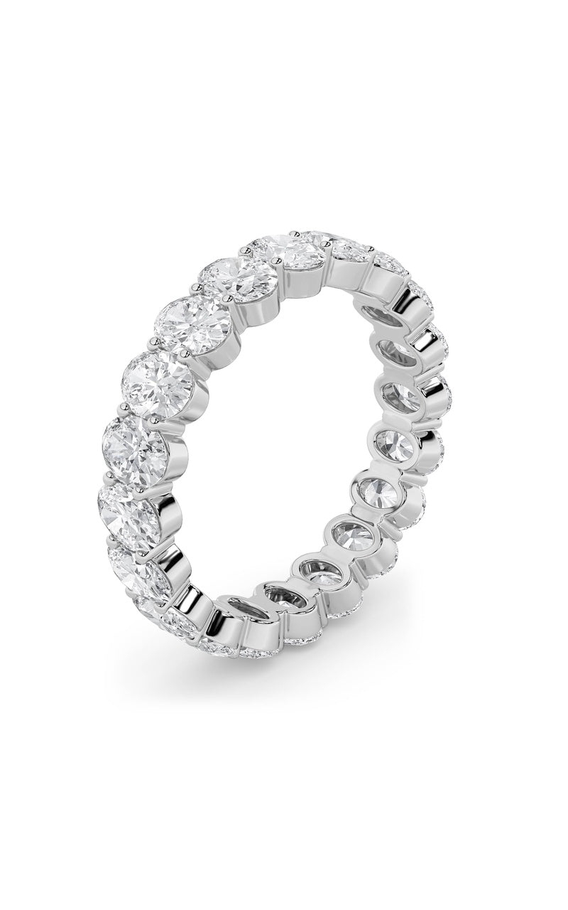 4CTW Oval Shaped Lab Grown Diamond Split Prong Eternity Ring in 14K Gold (F/VS)