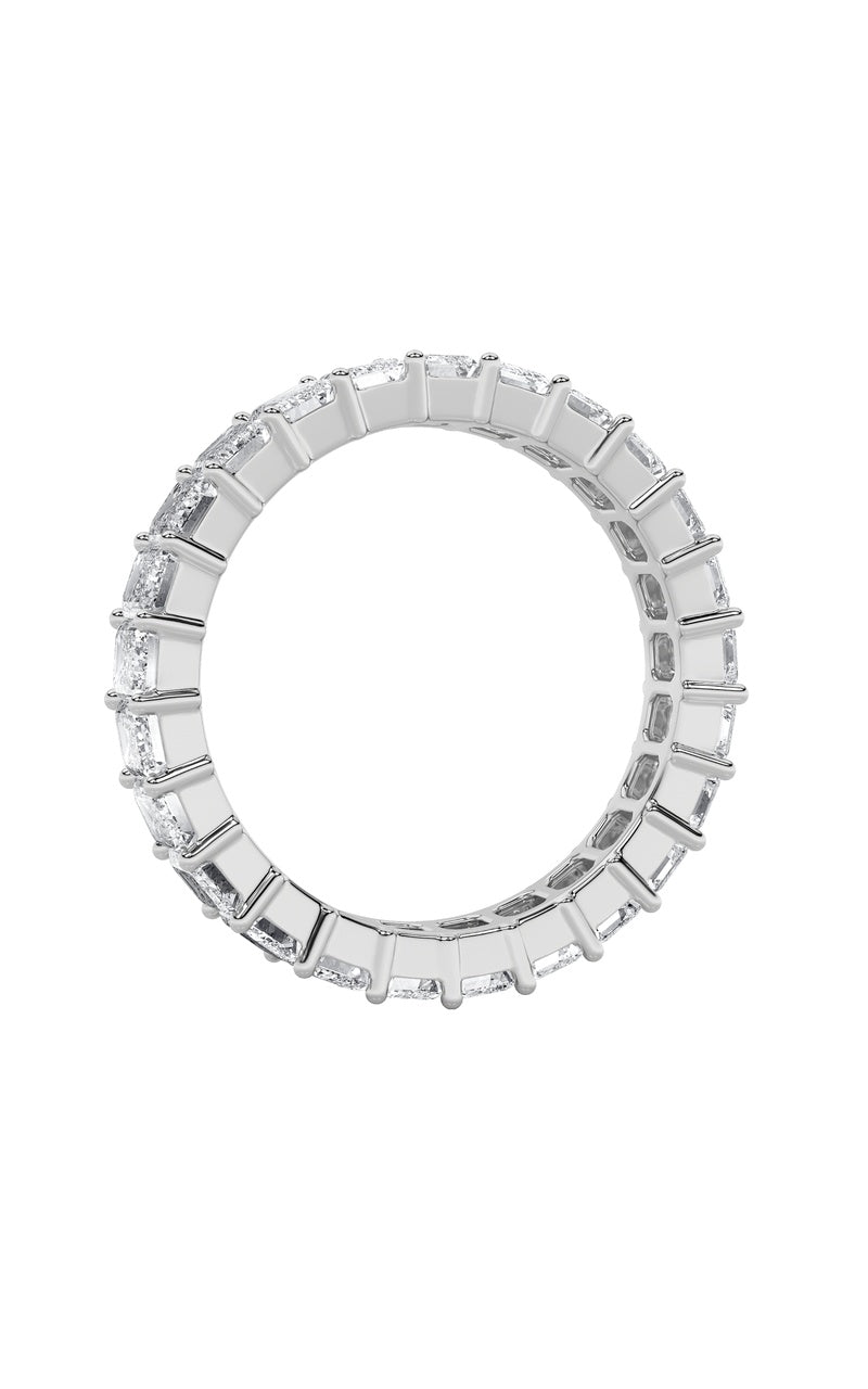 4.75CTW Emerald Shaped Lab Grown Diamond Split Prong Eternity Ring in 14K Gold (F/VS)