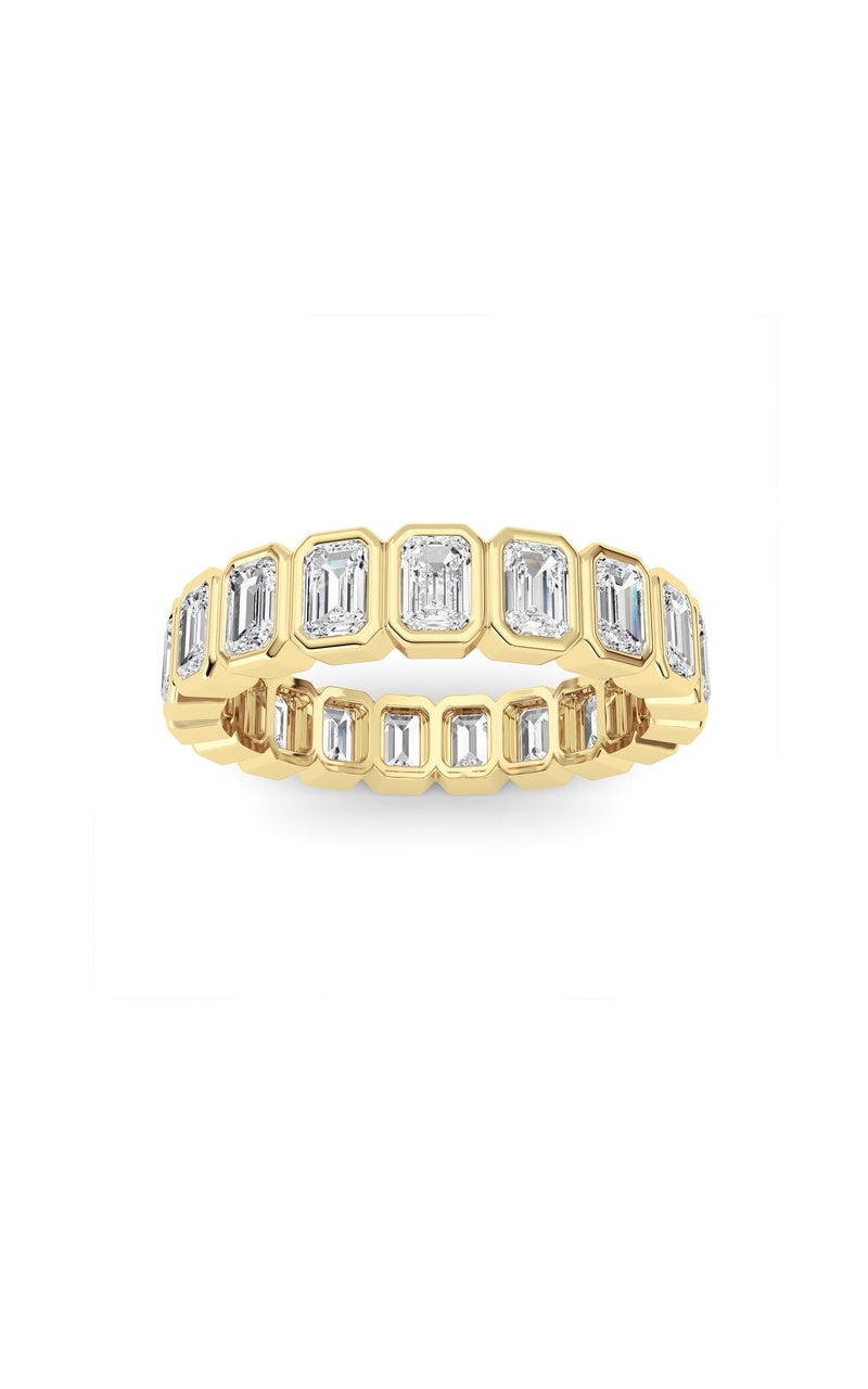 2.2CTW Emerald Shaped Lab Grown Diamond (F/VS) Eternity Band Ring in 14K Gold