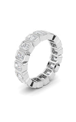 Load image into Gallery viewer, 2.5CTW Emerald Shaped Lab Grown Diamond (F/VS) Eternity Band Ring in 14K Gold
