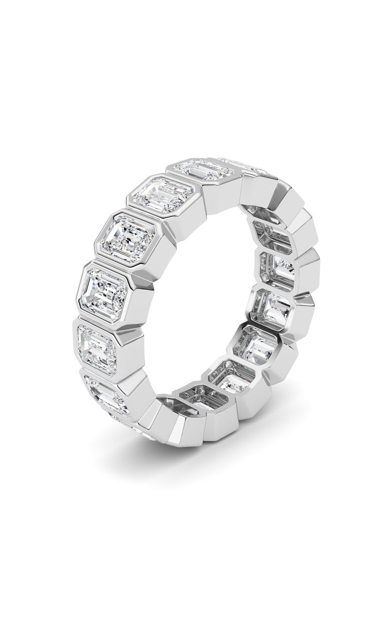 3.2CTW Emerald Shaped Lab Grown Diamond (F/VS) Eternity Band Ring in 14K Gold