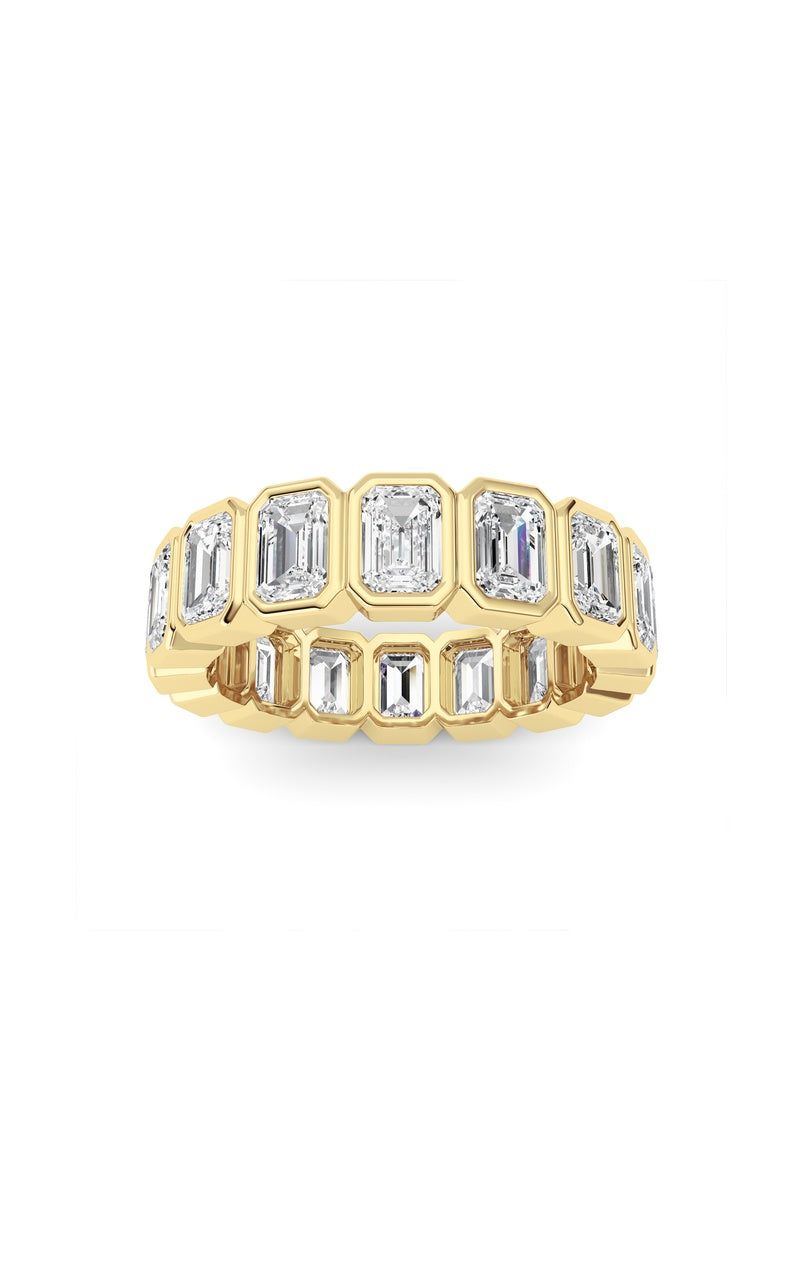 3.2CTW Emerald Shaped Lab Grown Diamond (F/VS) Eternity Band Ring in 14K Gold