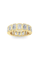 Load image into Gallery viewer, 3.2CTW Emerald Shaped Lab Grown Diamond (F/VS) Eternity Band Ring in 14K Gold
