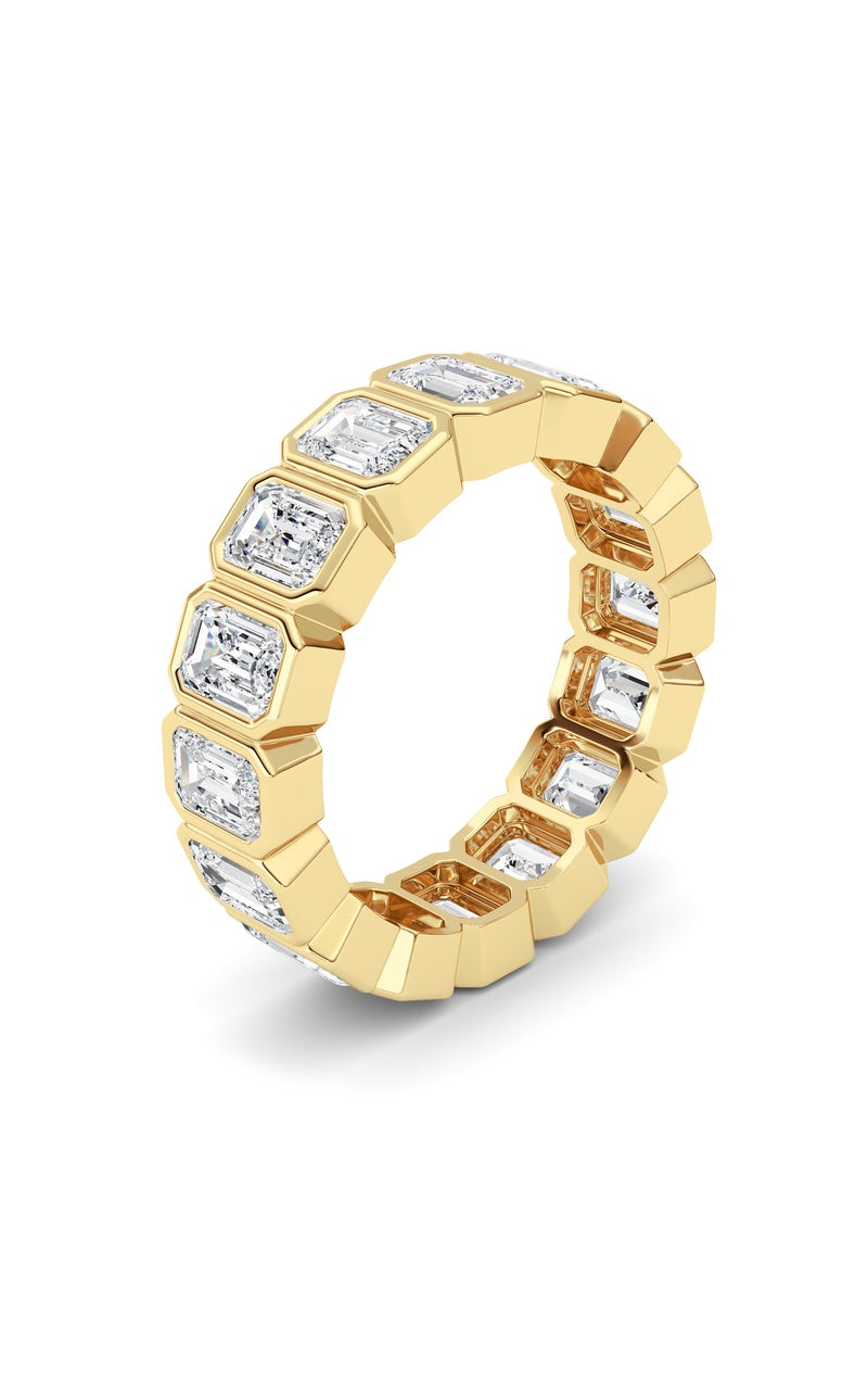 3.2CTW Emerald Shaped Lab Grown Diamond (F/VS) Eternity Band Ring in 14K Gold