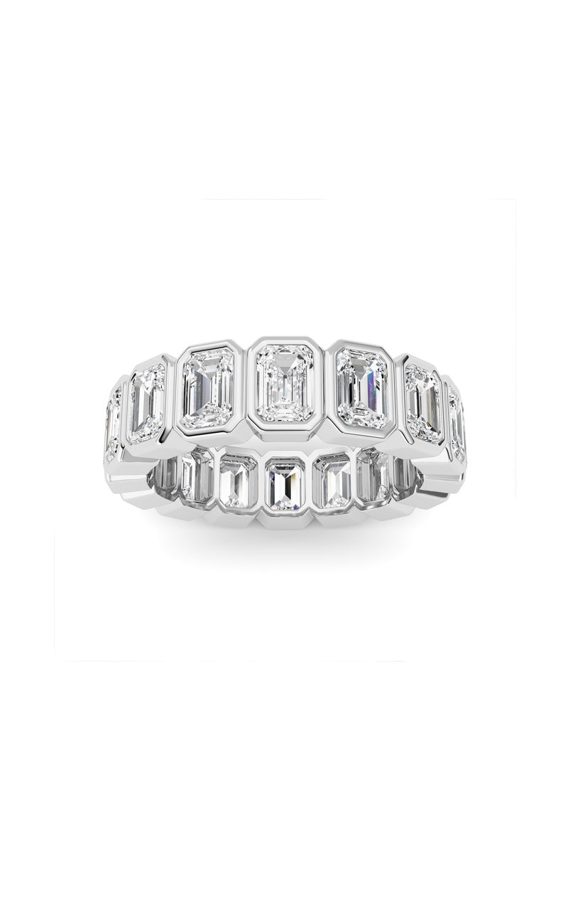 4CTW Emerald Shaped Lab Grown Diamond (F/VS) Eternity Band Ring in 14K Gold