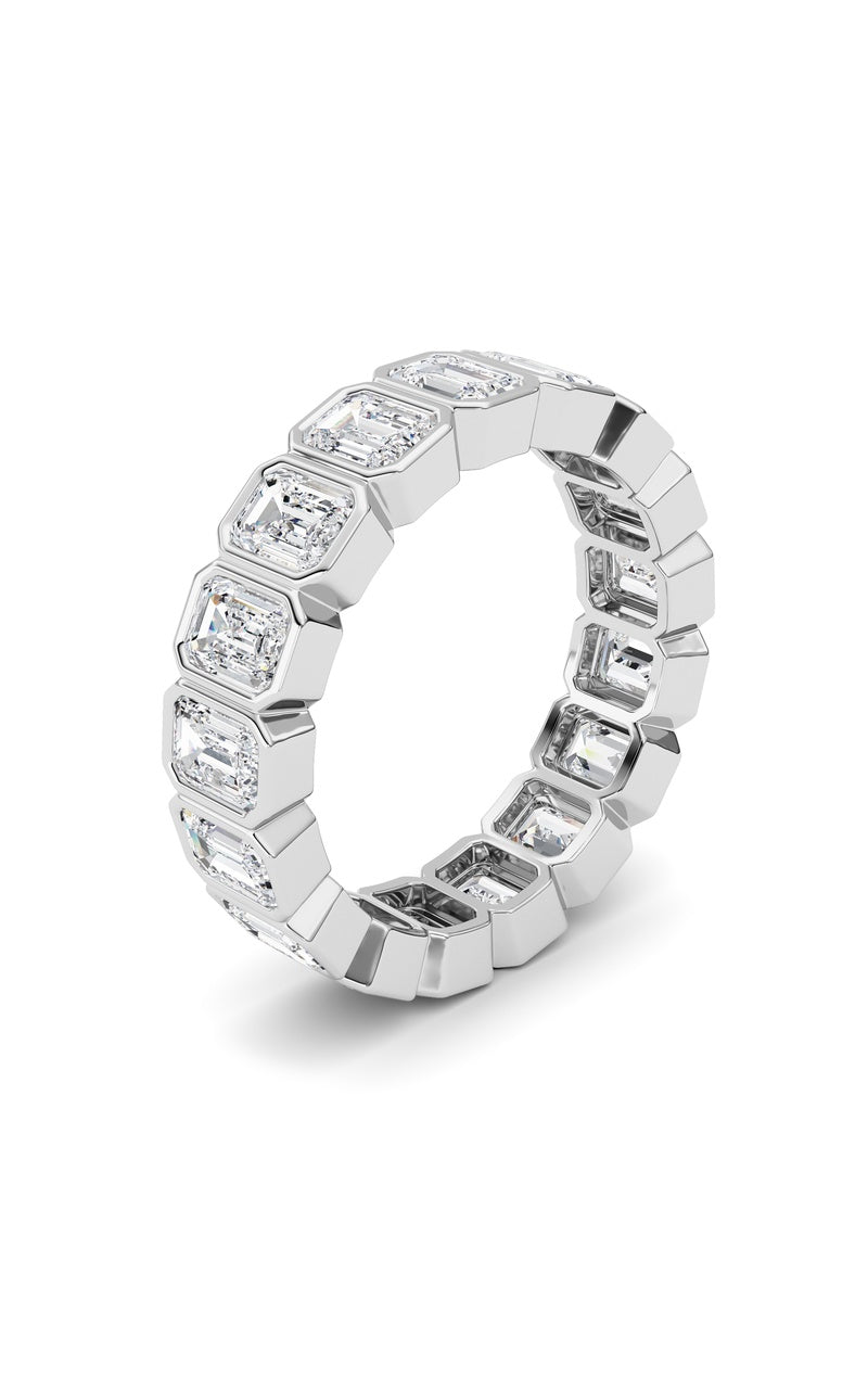 4.25CTW Emerald Shaped Lab Grown Diamond (F/VS) Eternity Band Ring in 14K Gold