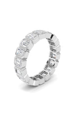 Load image into Gallery viewer, 4.5CTW Emerald Shaped Lab Grown Diamond (F/VS) Eternity Band Ring in 14K Gold
