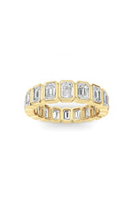 Load image into Gallery viewer, 4.5CTW Emerald Shaped Lab Grown Diamond (F/VS) Eternity Band Ring in 14K Gold

