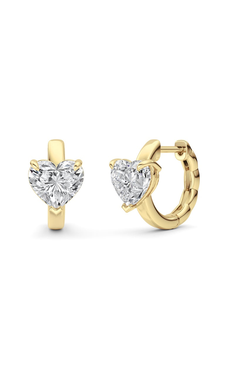 2CTW Heart Shaped Lab Grown Diamond (F/VS) Earring in 14K White Gold