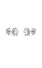 Load image into Gallery viewer, 2CTW Round Shaped Lab Grown Diamond (F/VS) Halo Stud Earrings in 14K Gold
