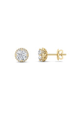 Load image into Gallery viewer, 2CTW Round Shaped Lab Grown Diamond (F/VS) Halo Stud Earrings in 14K Gold
