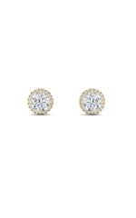 Load image into Gallery viewer, 2CTW Round Shaped Lab Grown Diamond (F/VS) Halo Stud Earrings in 14K Gold

