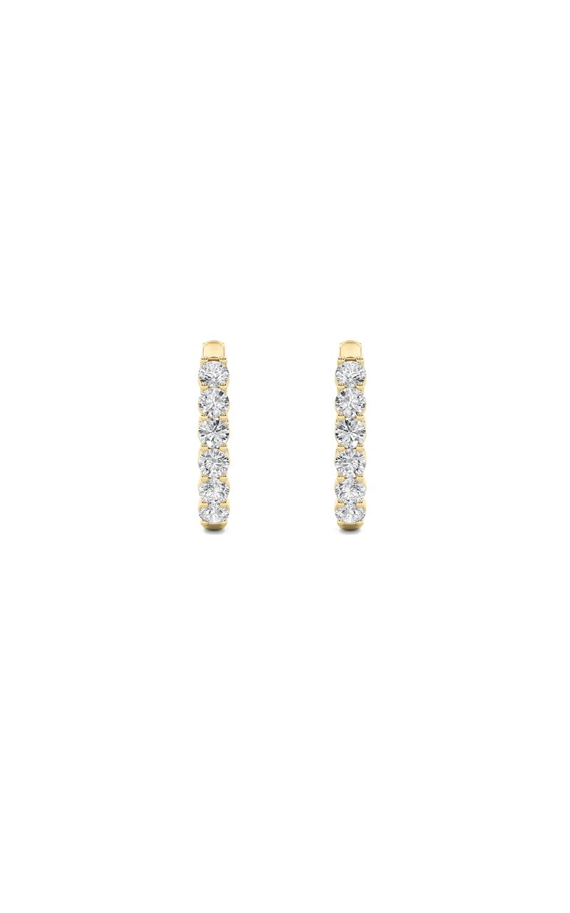 1CTW Round Shaped Lab Grown Diamond (F/VS) Inside Out Hoop Earring in 14K Gold