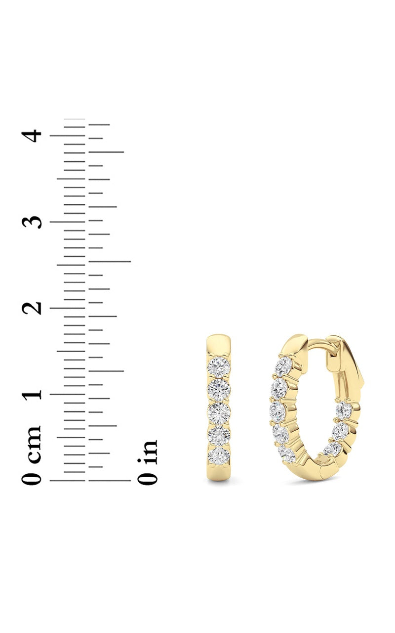 1CTW Round Shaped Lab Grown Diamond (F/VS) Inside Out Hoop Earring in 14K Gold