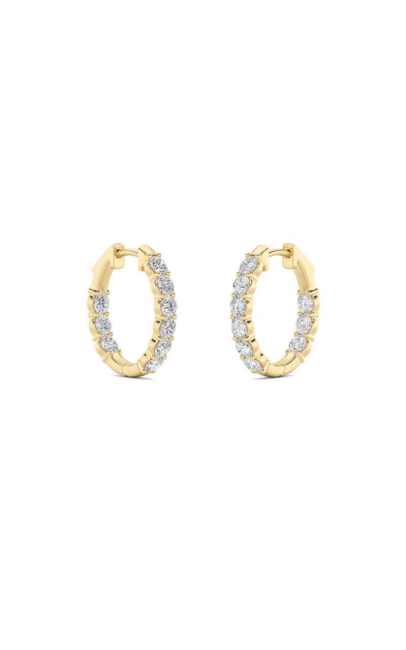 2CTW Round Shaped Lab Grown Diamond (F/VS) Inside Out Hoop Earrings in 14K Gold