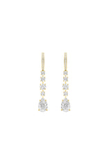 Load image into Gallery viewer, 4.5CTW Pear Shaped Lab Grown Diamond (F/VS) Dangle Earrings in 14K Gold
