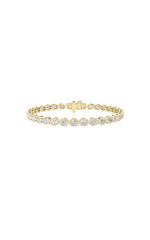 Load image into Gallery viewer, 10CTW Oval Shaped Lab Grown Diamond (F/VS) East West Bezel Set Bracelet in 14K Gold
