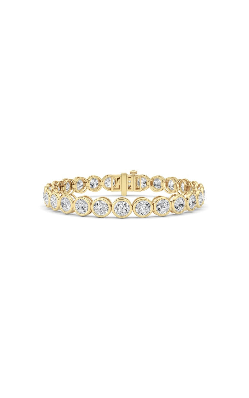 15CTW Round Lab Grown Diamond (F/VS ) Bezel Set Bracelet in 14K Gold