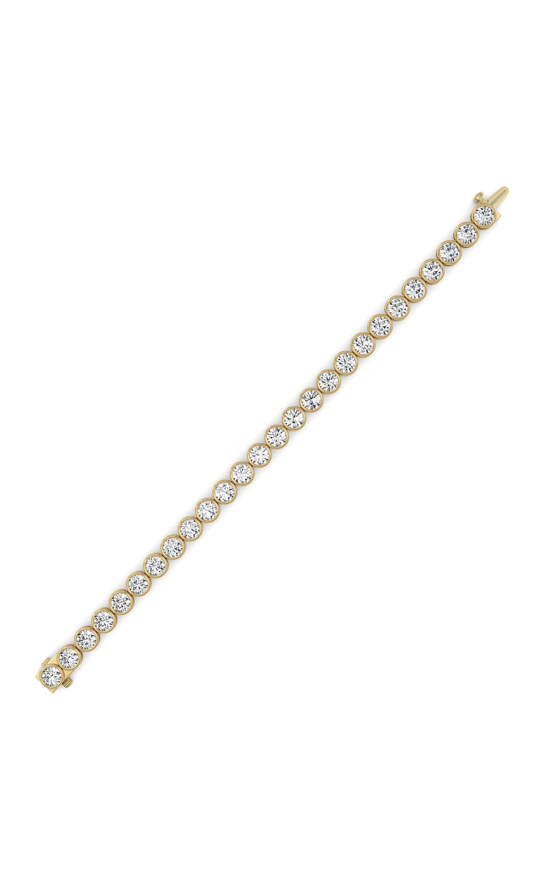 15CTW Round Lab Grown Diamond (F/VS ) Bezel Set Bracelet in 14K Gold