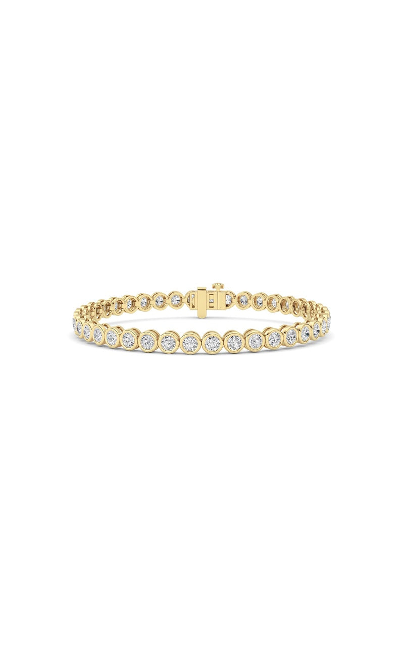 5CTW Round Lab Grown Diamond (F/VS ) Bezel Set Bracelet in 14K Gold