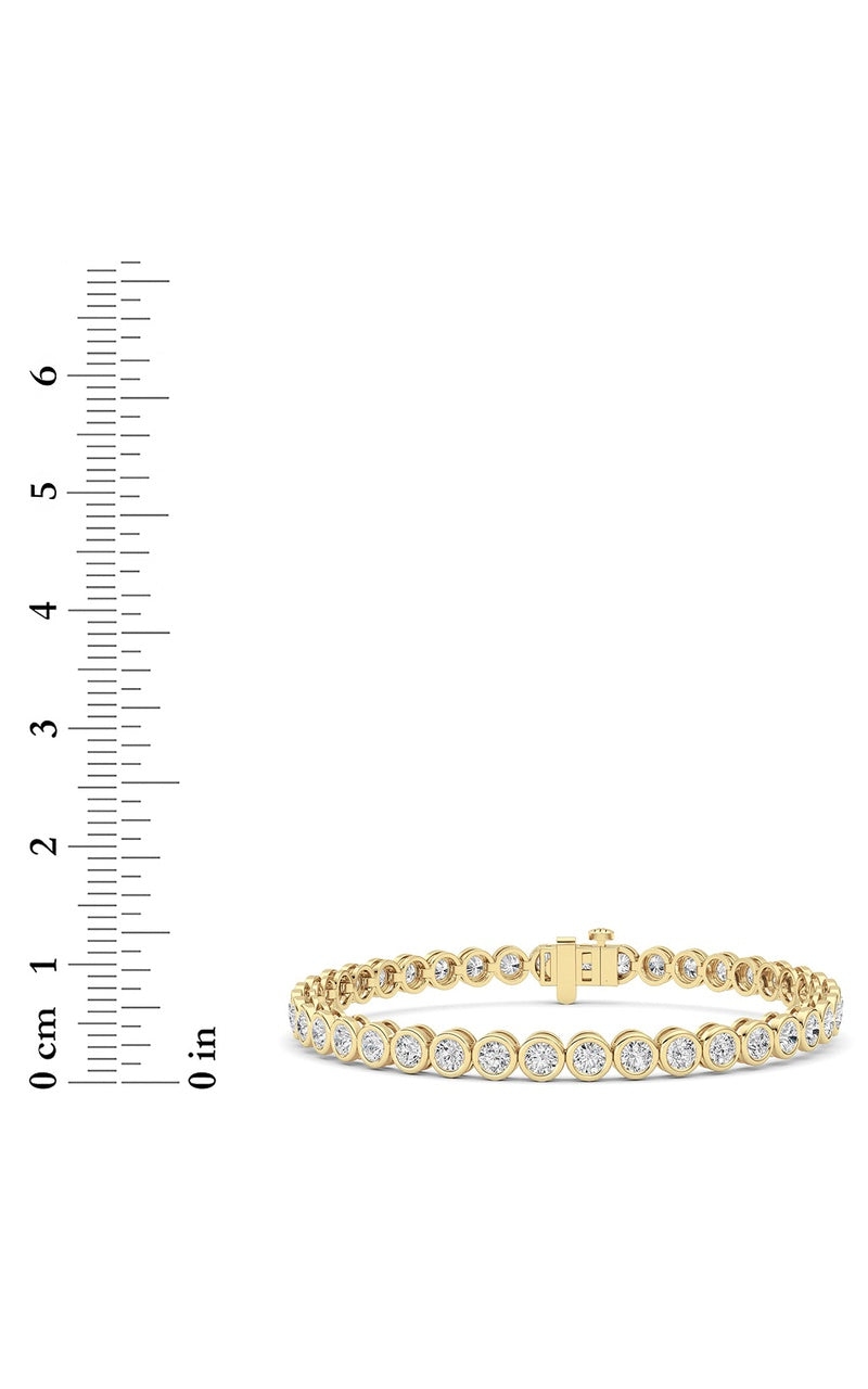 5CTW Round Lab Grown Diamond (F/VS ) Bezel Set Bracelet in 14K Gold