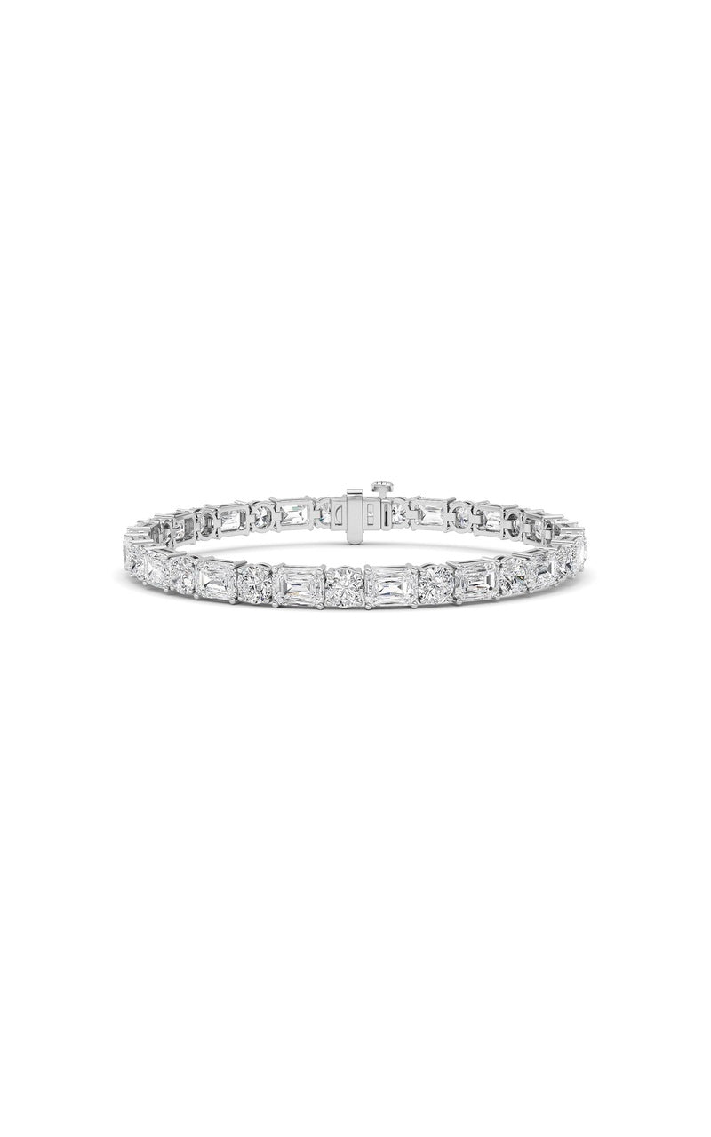 15CTW Emerald And Round Lab Grown Diamond (F/VS ) Bracelet in 14K Gold