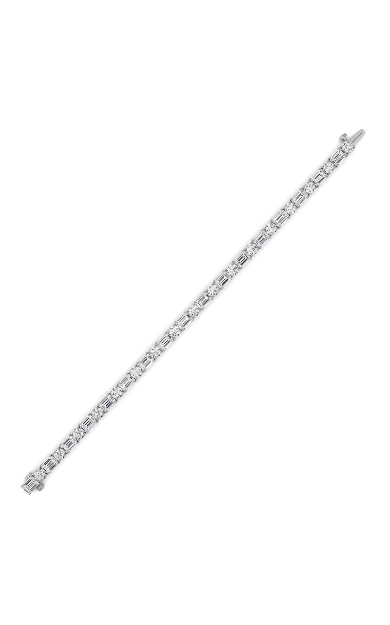 15CTW Emerald And Round Lab Grown Diamond (F/VS ) Bracelet in 14K Gold